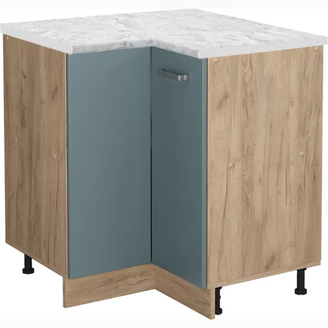 Vicco R-Line Hoekkast – 75.6 cm WB Marmer Blauw-grijs Blauw-grijs/Goudkleurig Eiken