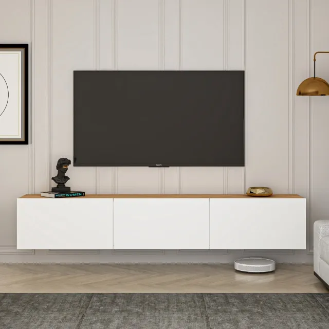 Skye Decor West TV-meubel Atlantic Pine - TV-meubel - Wit - Spaanplaat Witte Atlantische den