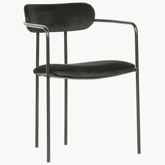 WOOOD Stapelbare fluwelen eetkamerstoelen Elvy, 2 stuks Zwart