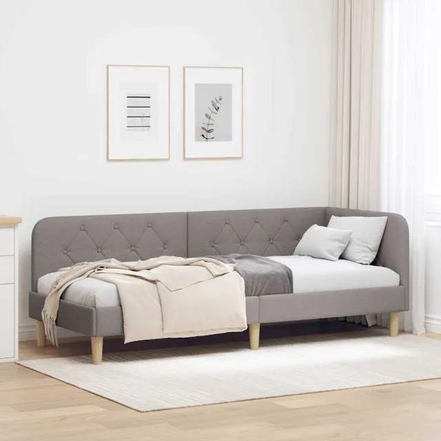 vidaXL Hoekbedframe Taupe 80 x 200 cm Stof