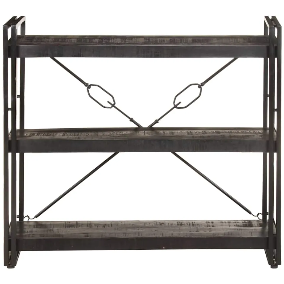 vidaXL Boekenkast met 3 schappen 90x30x80 cm massief mangohout zwart, foto 2