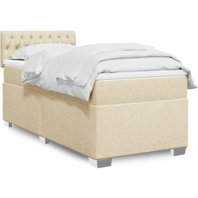 vidaXL Boxspring met matras stof crèmekleurig 80x200 cm