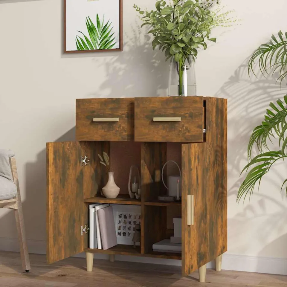 vidaXL Dressoir 69,5x34x89 cm bewerkt hout gerookt eikenkleurig, foto 3