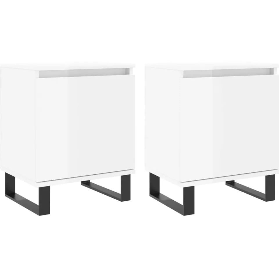 vidaXL Nachtkastjes 2 st 40x30x50 cm bewerkt hout hoogglans wit, foto 3