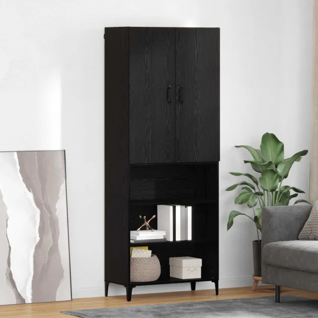vidaXL Highboard Zwart Eiken 69,5 x 34 x 180 cm Bewerkt hout, foto 2