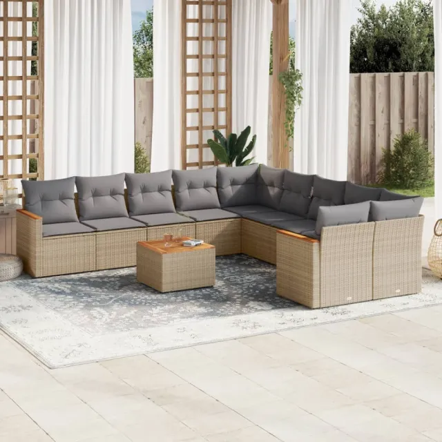 vidaXL Patio Sofa Set 10-zits Gemengd beige, foto 2