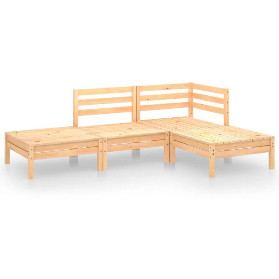 vidaXL 4-delige Loungeset massief grenenhout bruin, foto 3