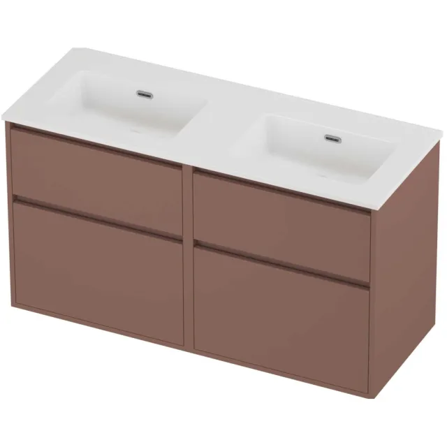 Proline Tribute Badmeubelset Porselein Elegant Dubbel 120x46x67 cm Glans Wit Beauty Blush Rosé Goud