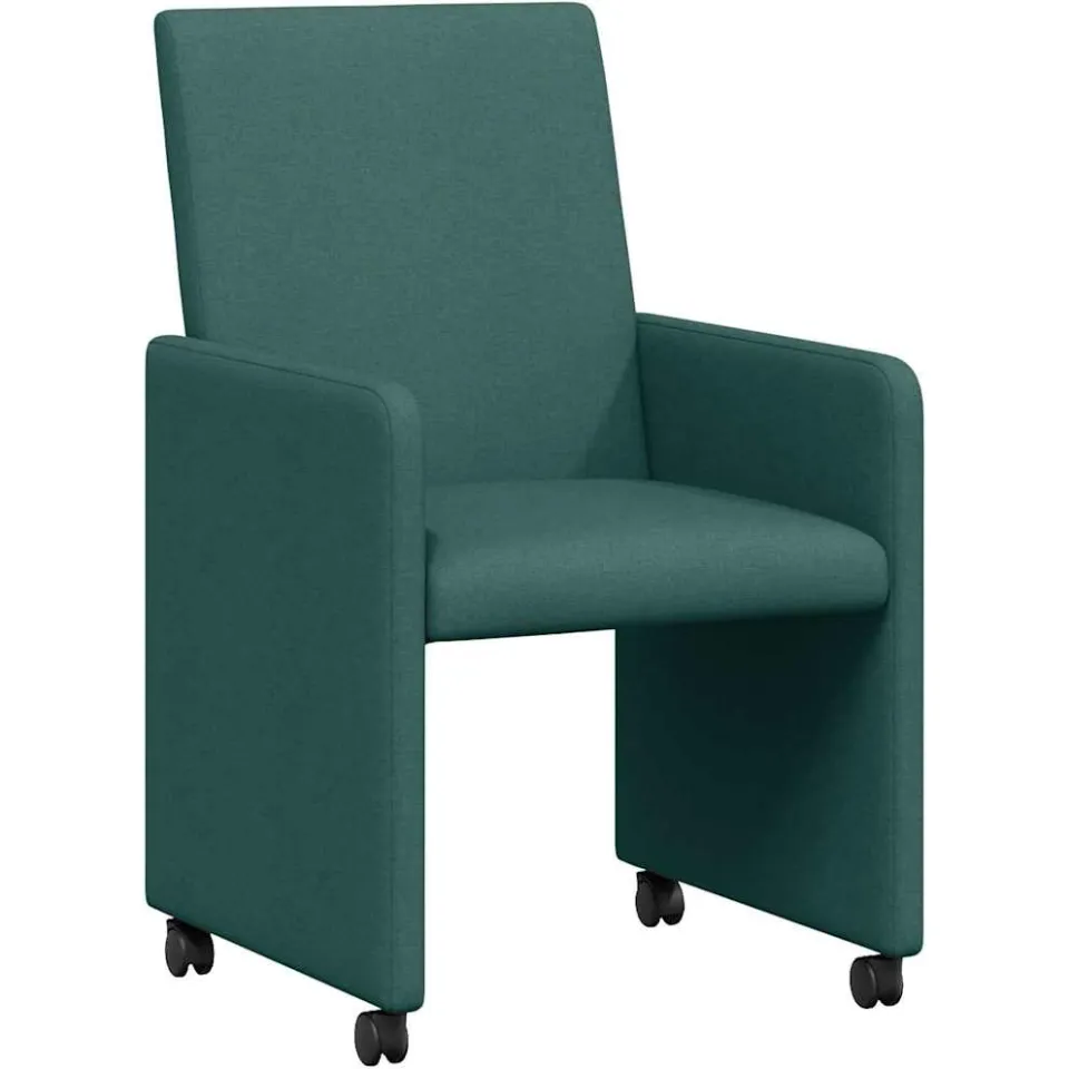 vidaXL Eetkamerstoelen met Wieltjes 2 st Stof Donkergroen