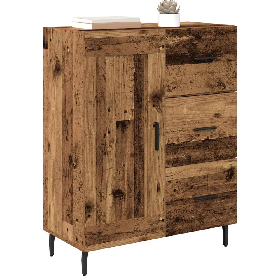 vidaXL Dressoir Oud Hout 69,5 x 34 x 90 cm Gemonteerd hout en ijzer Bruin