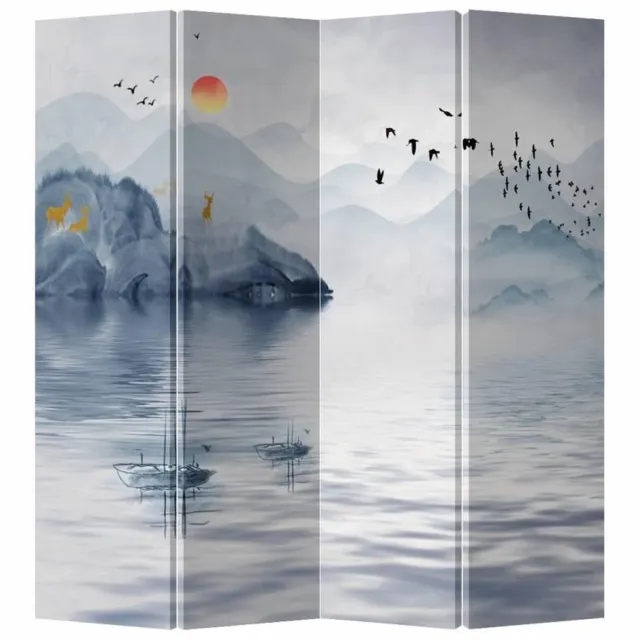 Fine Asianliving Kamerscherm Scheidingswand B160xH180cm 4 Panelen Meer Canvas Dubbelzijdig multi