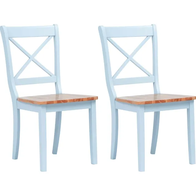 vidaXL Eetkamerstoelen 2 st massief rubberwood grijs en naturel
