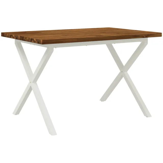 vidaXL Vierkante - Eettafel - 120 - x - 70 - x - 75 - cm - Massief - Acacia - Hout Natuurlijk en Wit