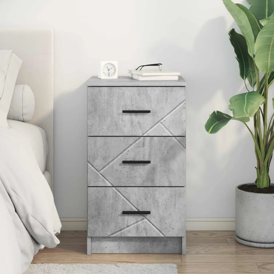 vidaXL Nachtkastje Betongrijs 38 x 38 x 66 cm Bewerkt hout grijs, foto 4