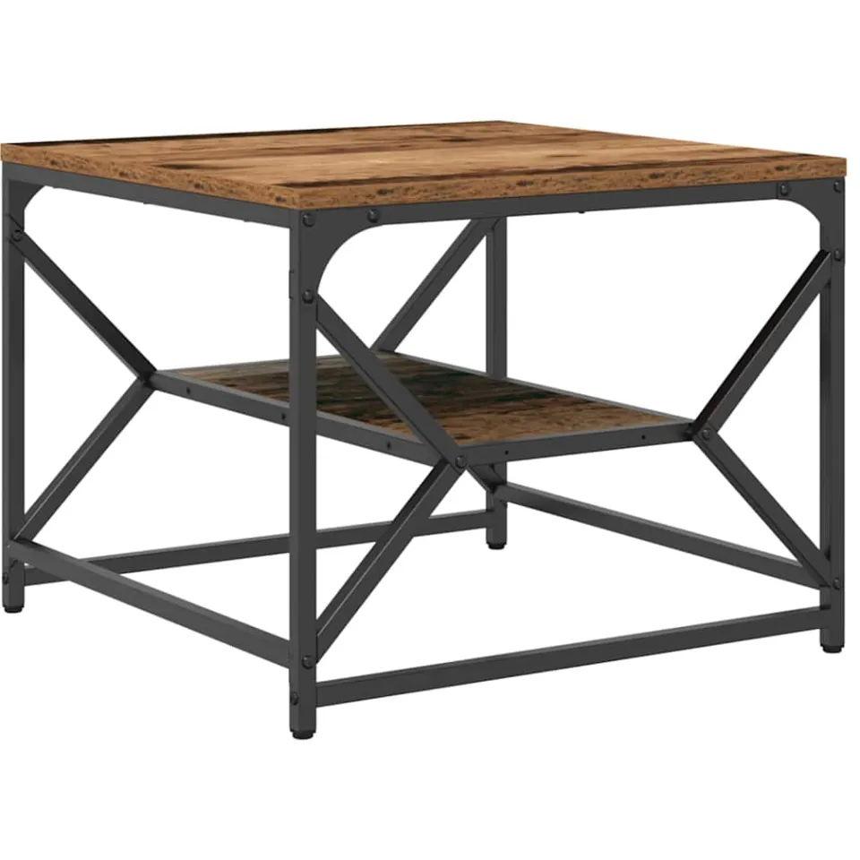 vidaXL Salontafel Oud Hout 51 x 50 x 40 cm Engineered hout en staal Bruin