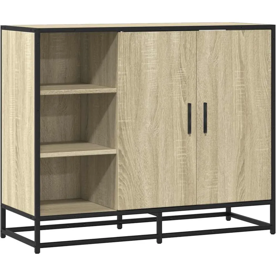 vidaXL Dressoir 92x35x76 cm bewerkt hout sonoma eikenkleurig Bruin