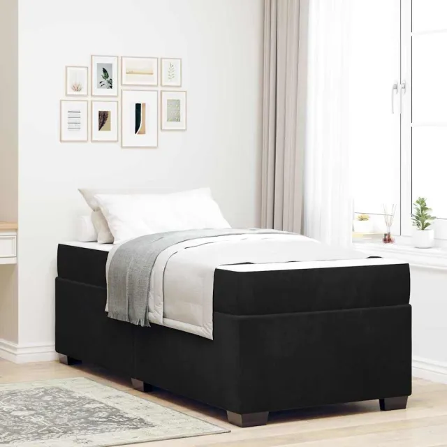 vidaXL Bedframe met matras Zwart 90 x 200 cm Stof