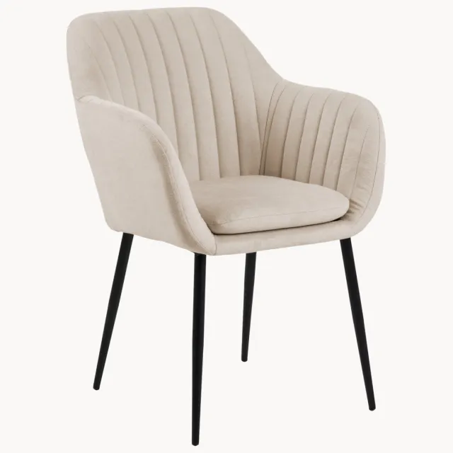 AC Design Armstoel Emilia met metalen poten Beige, Zwart