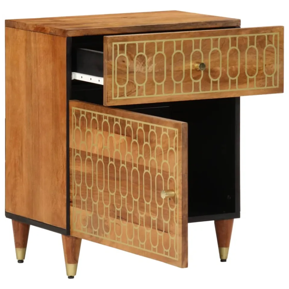 vidaXL Nachtkastje 50x33x60 cm massief mangohout bruin, foto 3