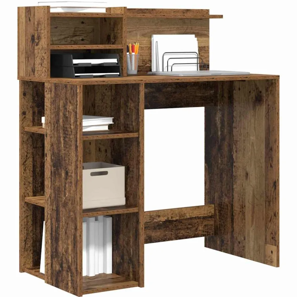 vidaXL Bureau Oud Hout 90 x 48 x 101,5 cm Bewerkt hout Bruin
