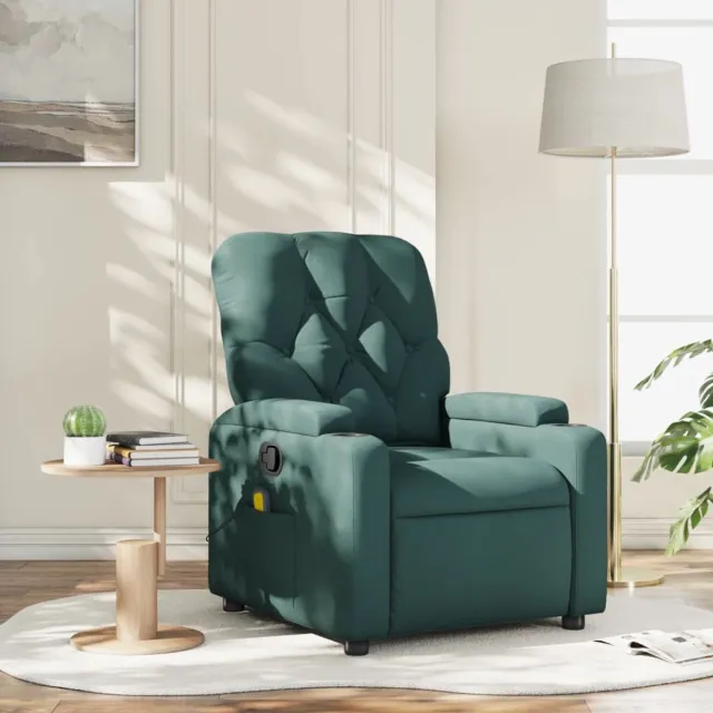 vidaXL Massagestoel - met - donkergroene - stof