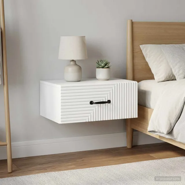 vidaXL Wandbeugel Bedkast 2 st Wit 49 x 34,5 x 20 cm Bewerkt hout, foto 2