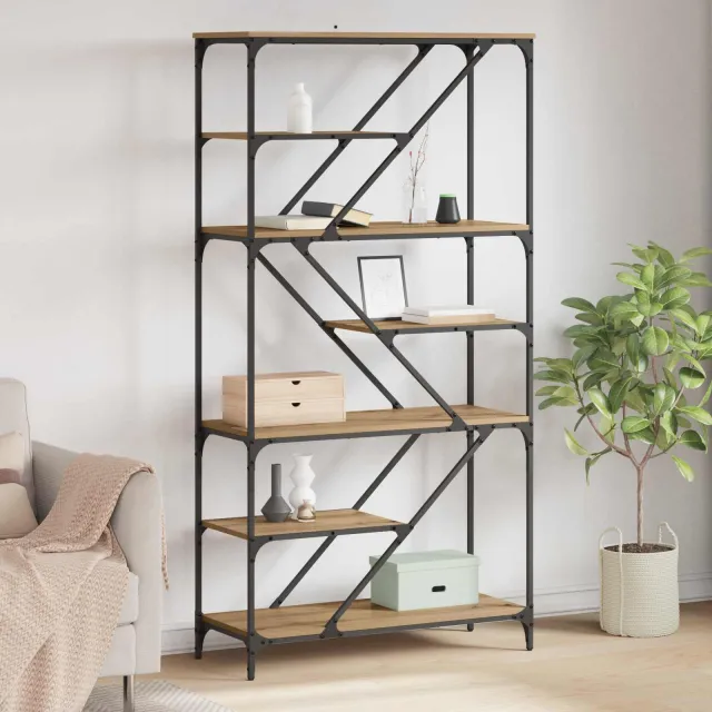 vidaXL Boekenkast 9-laags 91 x 36 x 176 cm Bewerkt hout Artisan Eiken, foto 2