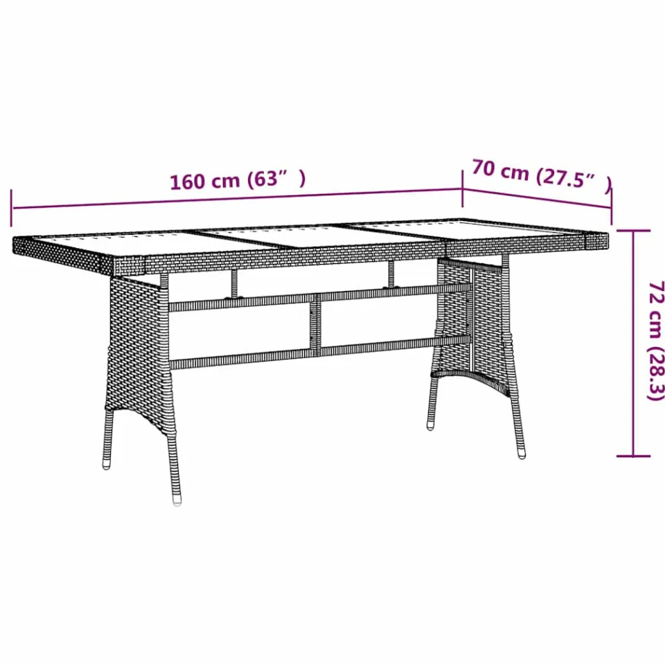 vidaXL Tuintafel 160x70x72 cm poly rattan en massief acaciahout zwart, foto 4