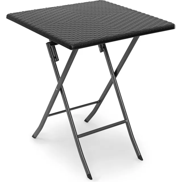 Relaxdays Tuintafel - 74 x 61,5 x 61,5 cm - inklapbaar - kunststof - metaal - vierkant - zwart