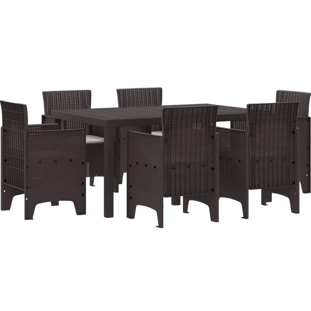 vidaXL Tuin Eetset 7 st Bruin Polt riet