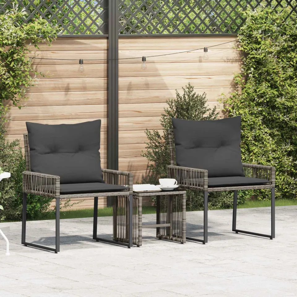vidaXL Buitenmeubelset 7 st Grijs en Marineblauw poly rattan, foto 3