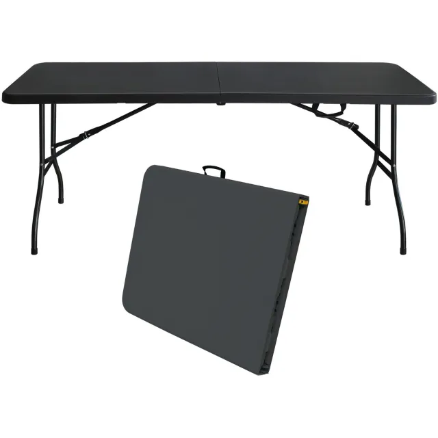 CHICFURN Picknicktafel - 6-8 personen - Opvouwbaar - Rechthoekig - Zwart