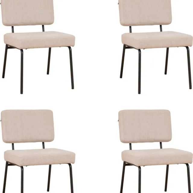 Bronx71 Scandinavische eetkamerstoel Espen beige gerecyclede stof - Eetkamerstoelen set van 4 - stoel