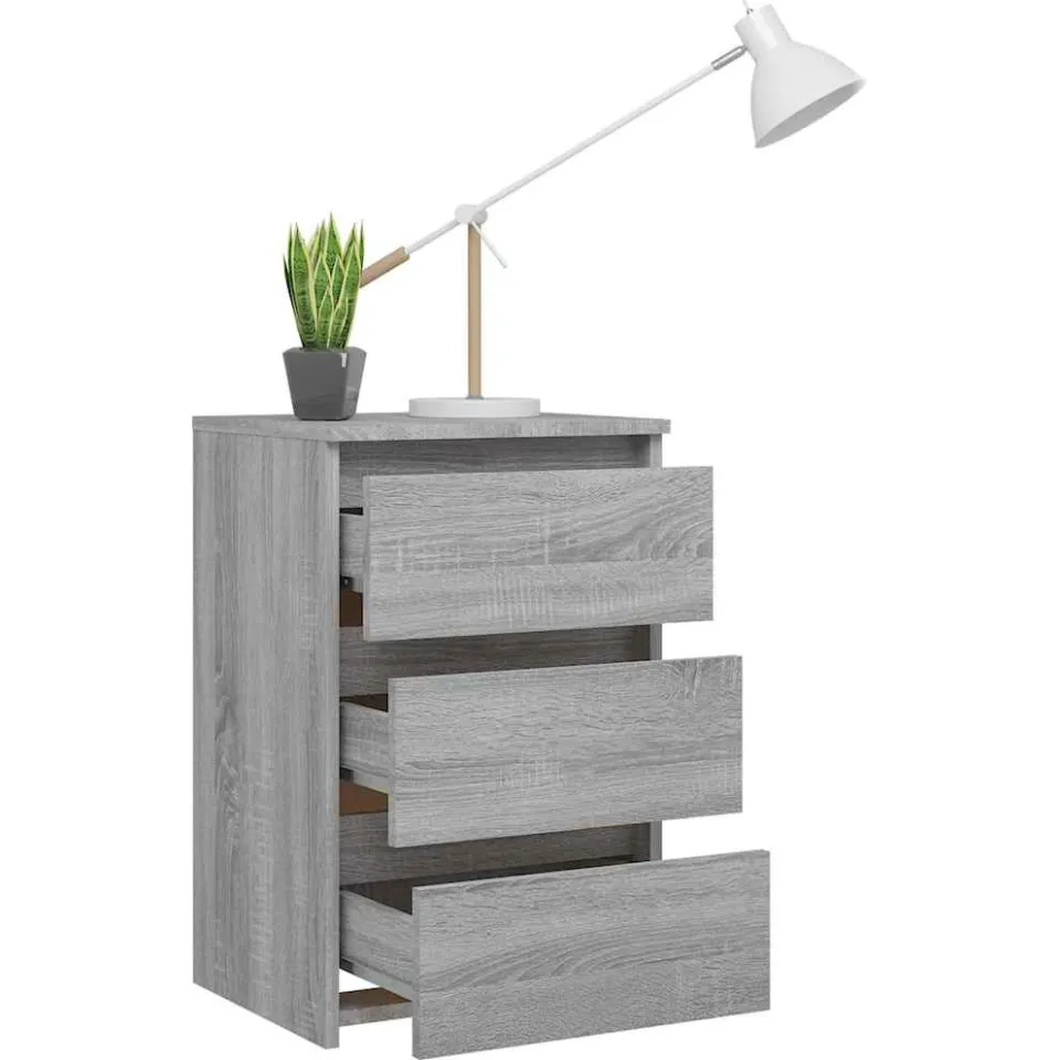 vidaXL Nachtkastje 40x35x62,5 cm bewerkt hout grijs sonoma eikenkleur