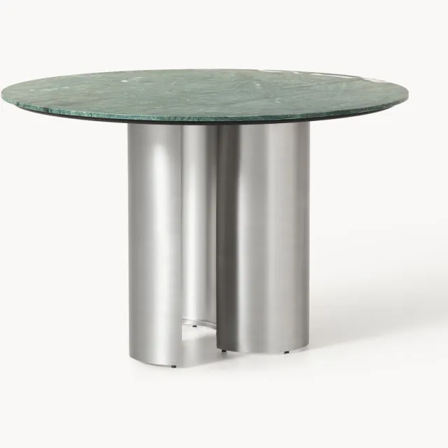 Westwing Collection Ronde eettafel Noam met marmeren tafelblad, in verschillende formaten Groen