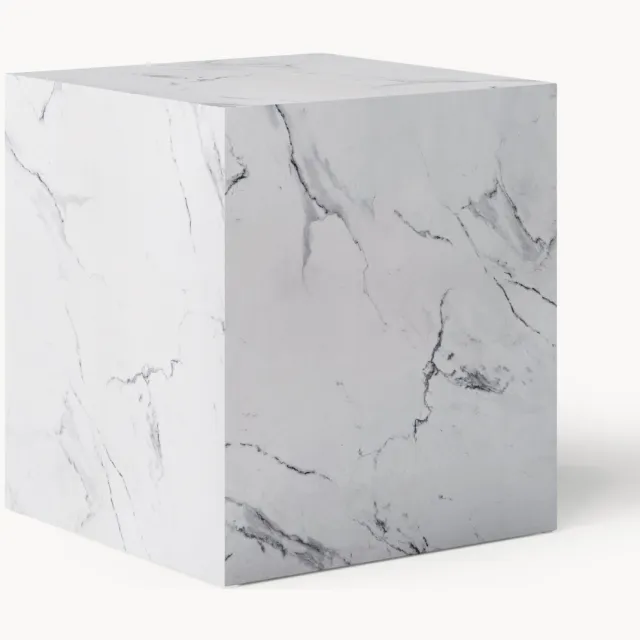 Westwing Collection Bijzettafel Lesley met marmerlook Wit