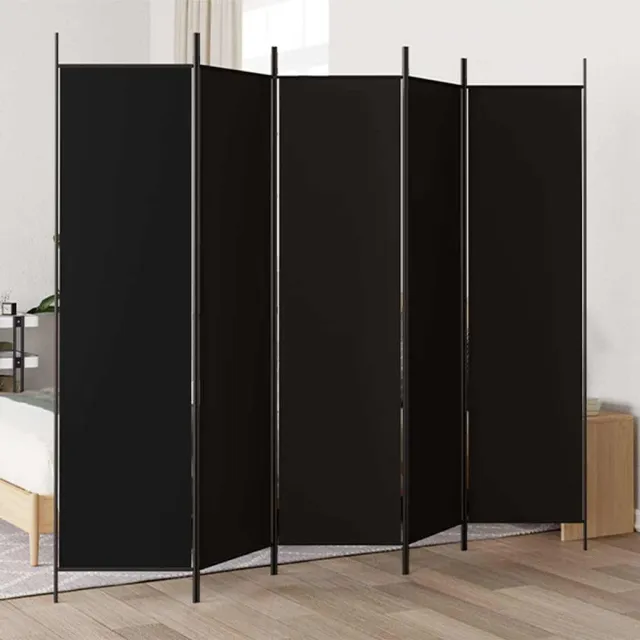 vidaXL Kamerscherm met 5 panelen 250x200 cm stof zwart, foto 2
