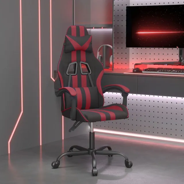 vidaXL Gamestoel draaibaar kunstleer zwart en wijnrood, foto 2
