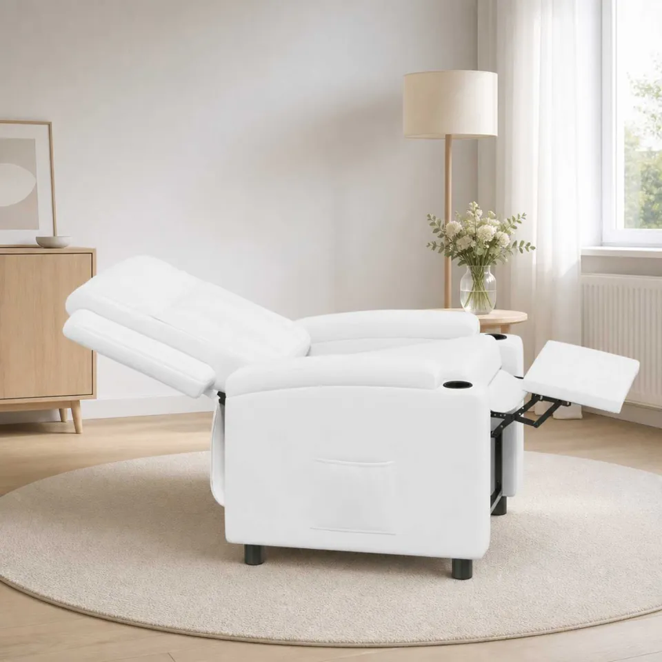 vidaXL Ligstoel Wit 75 x 95 x 100 cm Stof, foto 3