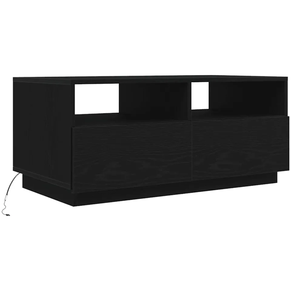 vidaXL Salontafel met LED-verlichting 90x49x40 cm zwart eiken