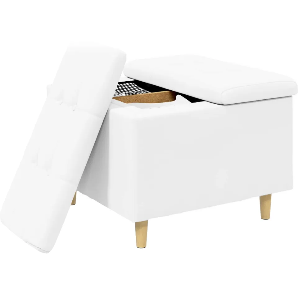 vidaXL Ottoman met Opbergruimte Wit 60 x 60 x 45 cm Kunstleer