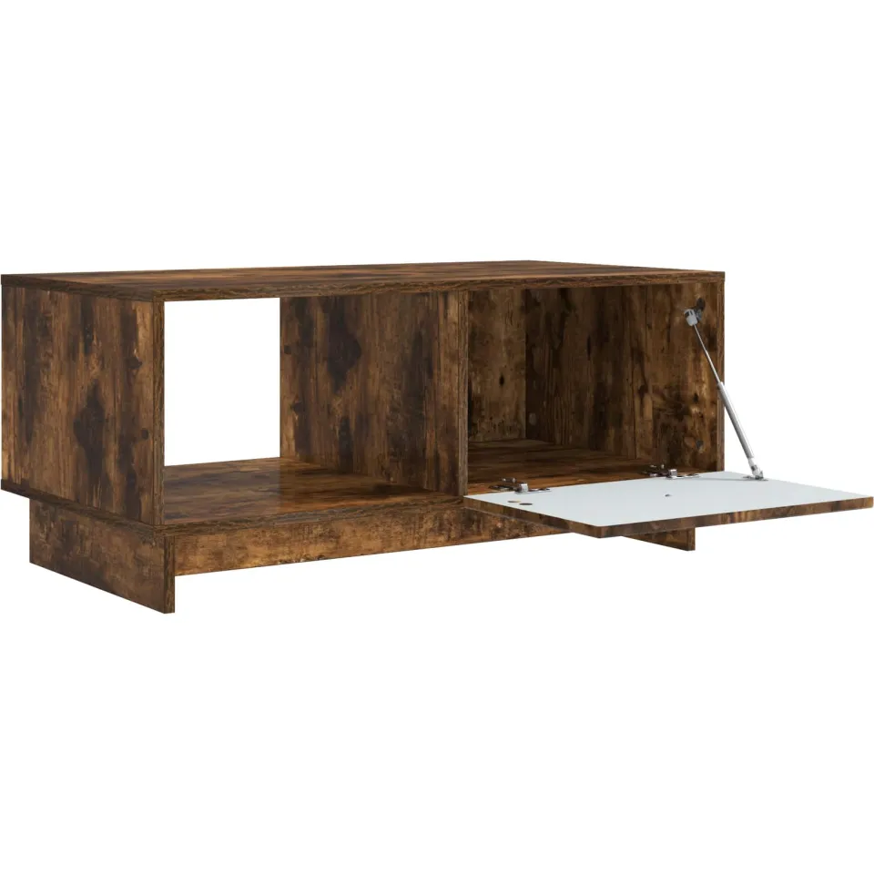 vidaXL Salontafel Gerookt eiken 90 x 50 x 40 cm Bewerkt hout, foto 4