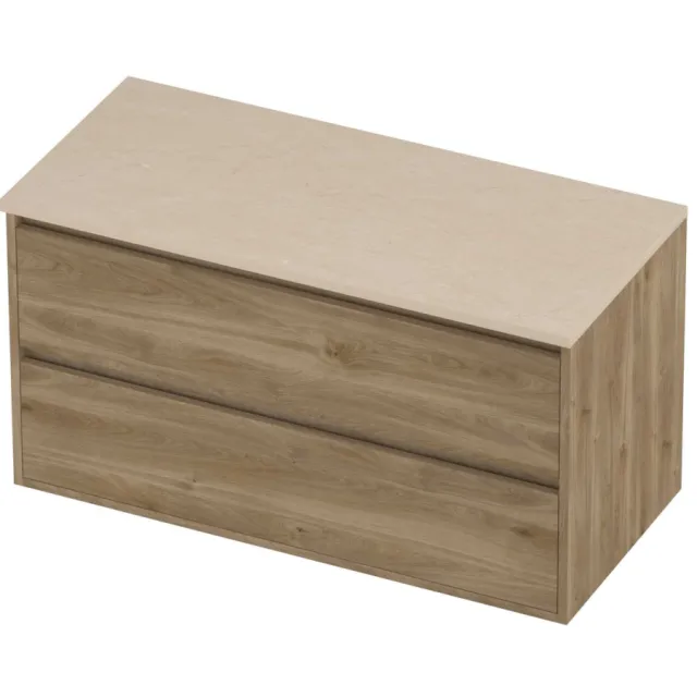 Proline Deck Badmeubelset Hardsteen Greeploos Symmetrisch Kader 100x46x54 cm Sand Stone Cider Oak Eiken