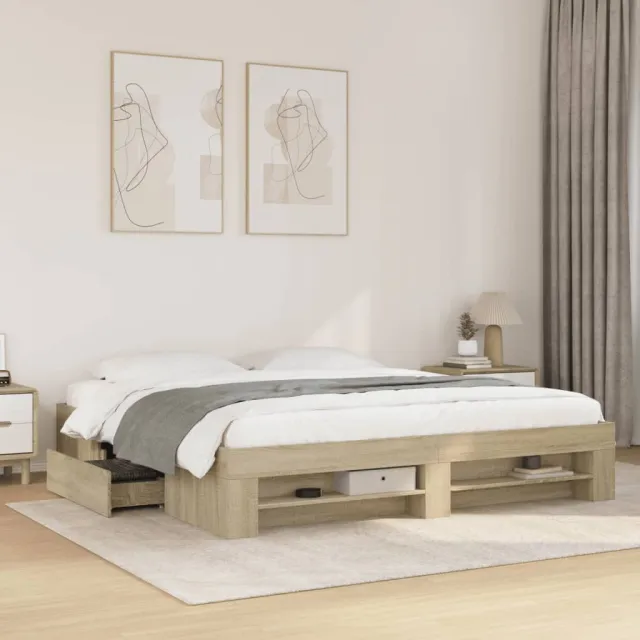 vidaXL Bedframe zonder matras hout sonoma eikenkleurig 180x200 cm Bruin