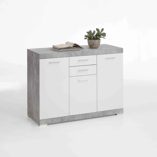 Dressoir Hermes beton grijs wit Grijs | Wit