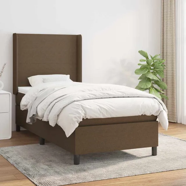 vidaXL Boxspring met matras stof donkerbruin 80x200 cm bruin