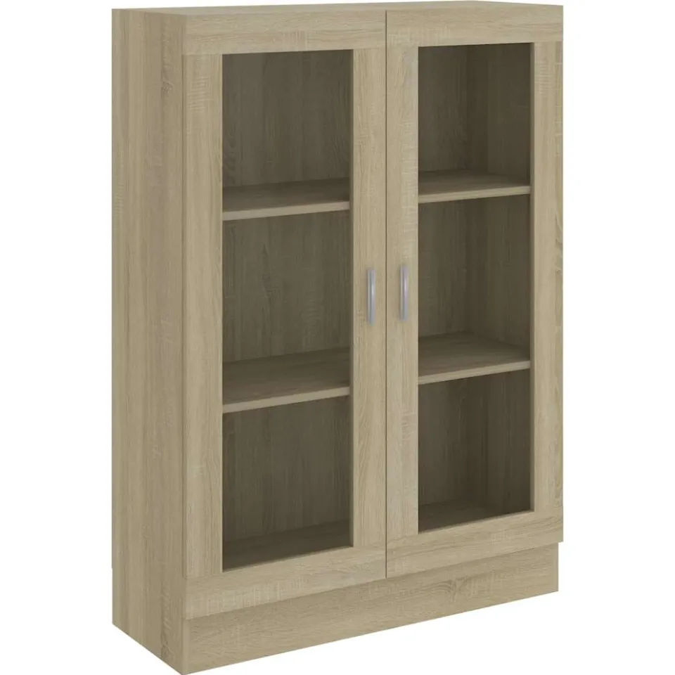 vidaXL Vitrinekast 82,5x30,5x115 cm bewerkt hout sonoma eikenkleurig, foto 3
