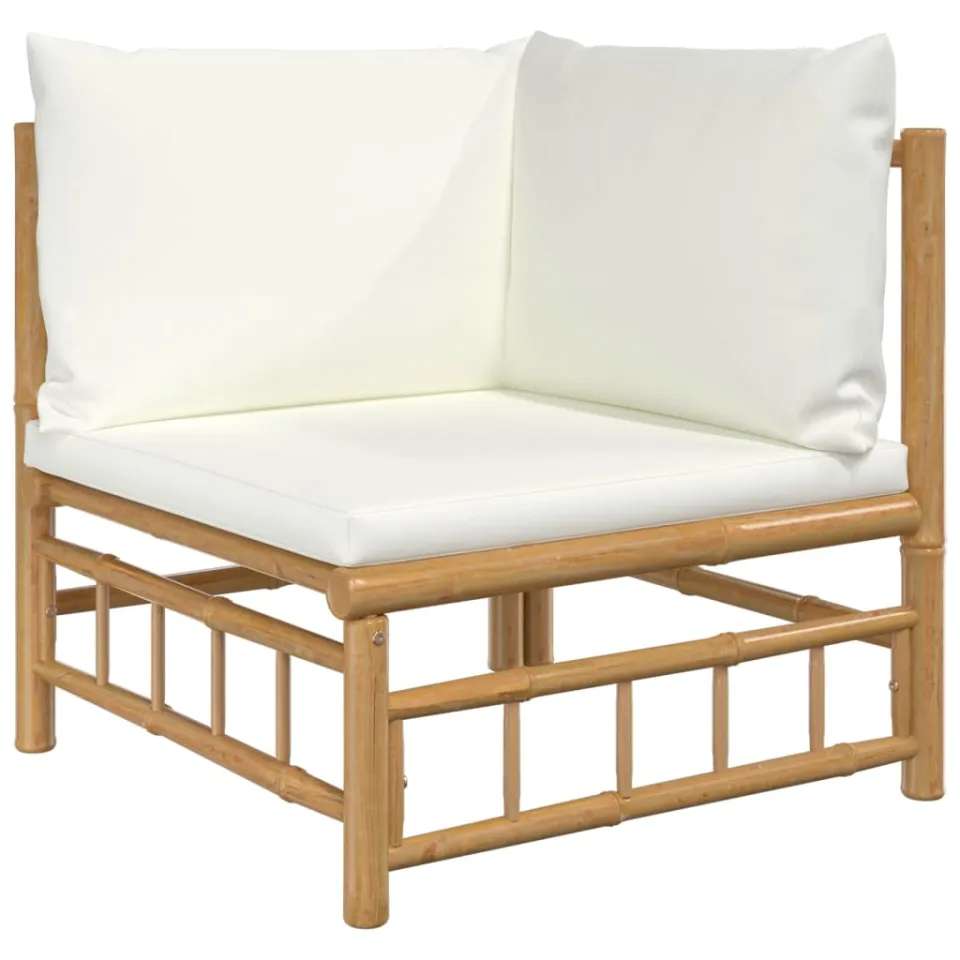 vidaXL 7-delige Loungeset met kussens bamboe crèmewit Bruin