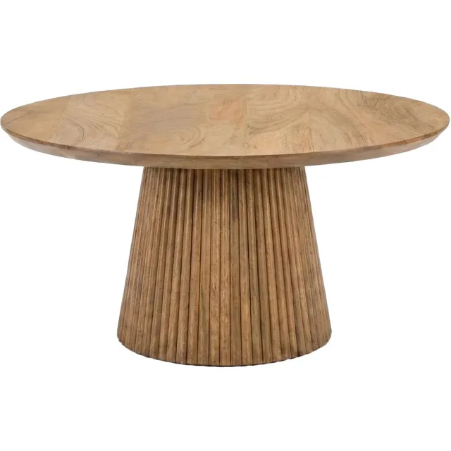 Lizzely Garden & Living Salontafel Japandi rond lichtbruin mangohout 80cm Kimi bijzettafel Japanse stijl