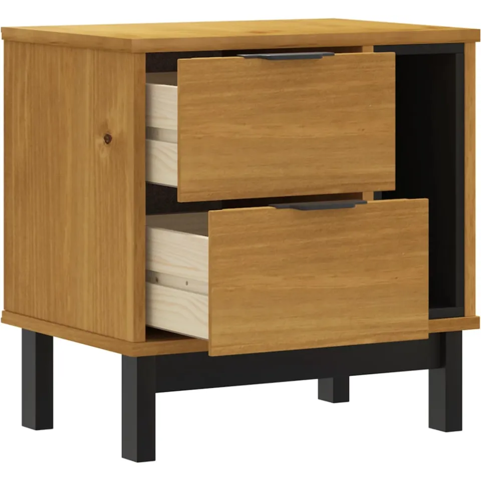 vidaXL Nachtkastje FLAM 49x35x50 cm massief grenenhout Bruin